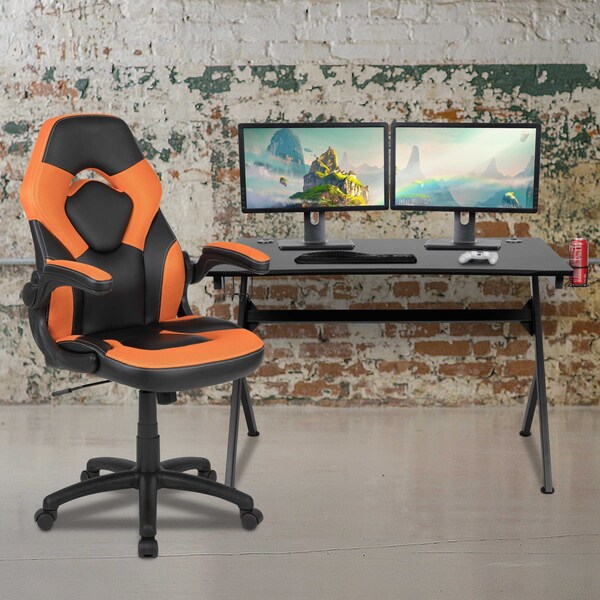 Flash Furniture Black Gaming Desk and Chair Set with Cup Holder BLN-X10D1904-OR-GG - main